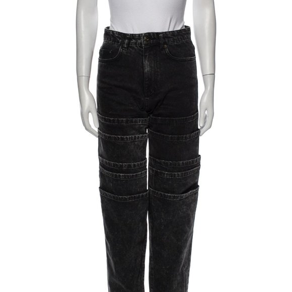 Y/PROJECT Cowboy  Straight Leg Jeans Size: XS 00 Black Western Layered Denim - Picture 1 of 9